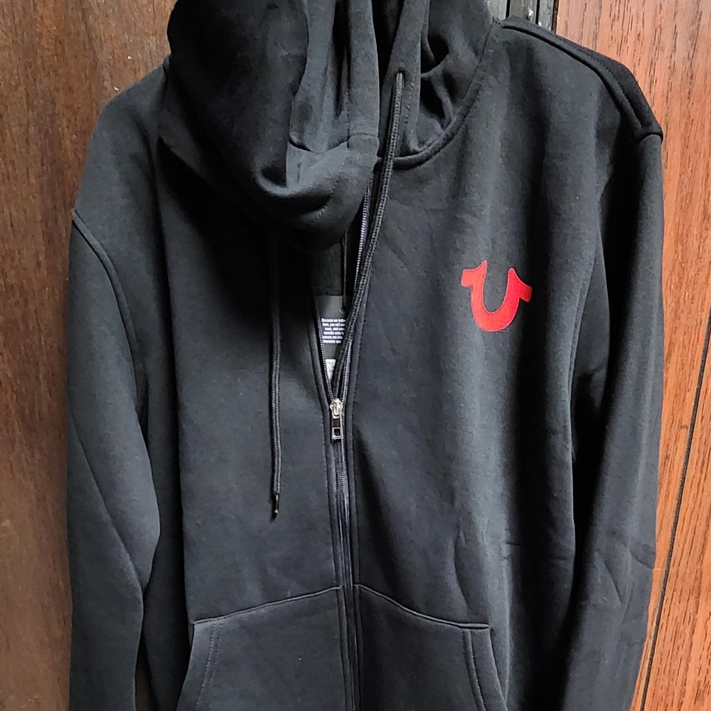 True Religion Black Hoodie with Red Logo